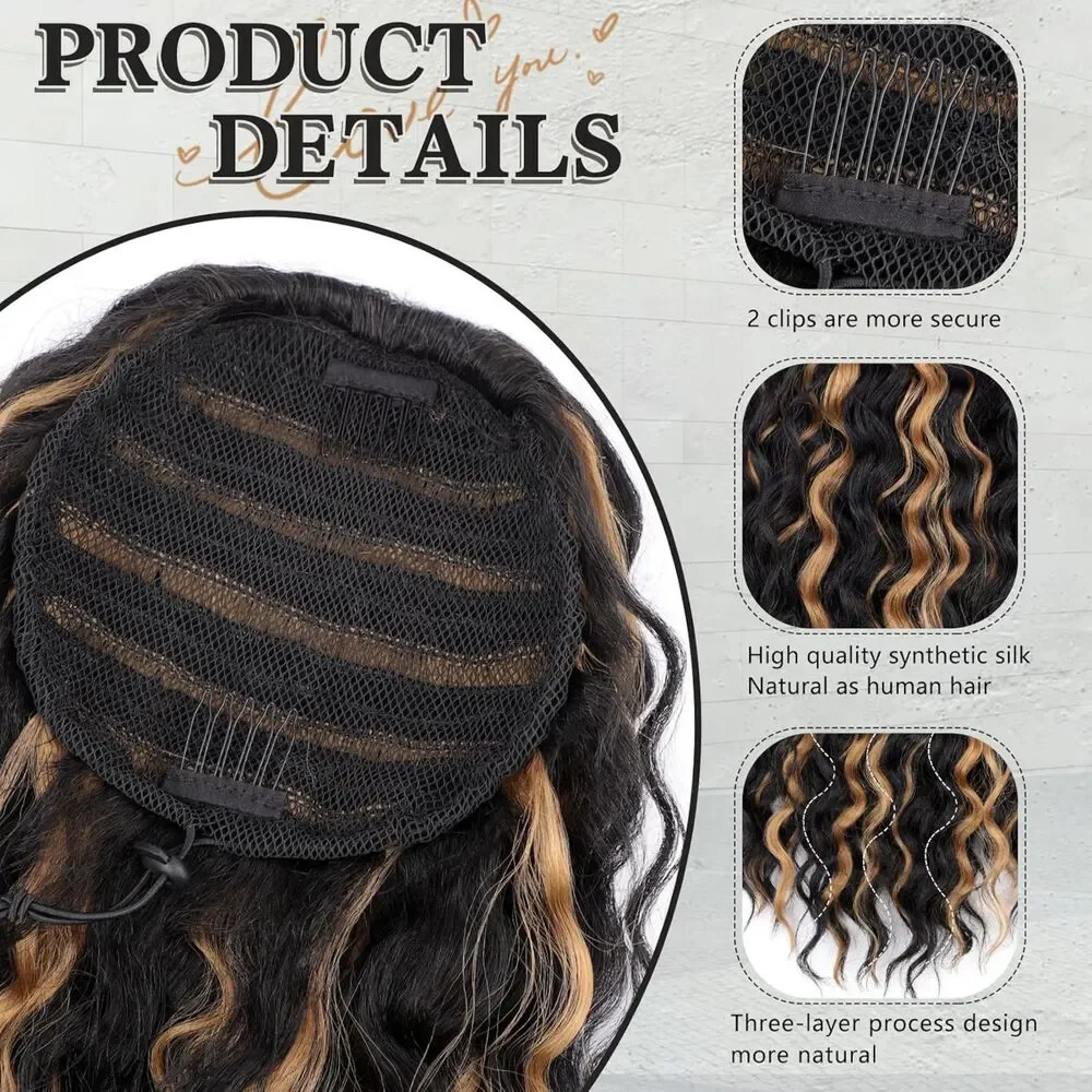 Curly Drawstring Ponytail Synthetic Hair Ponytail Extension, 18B-208H003
